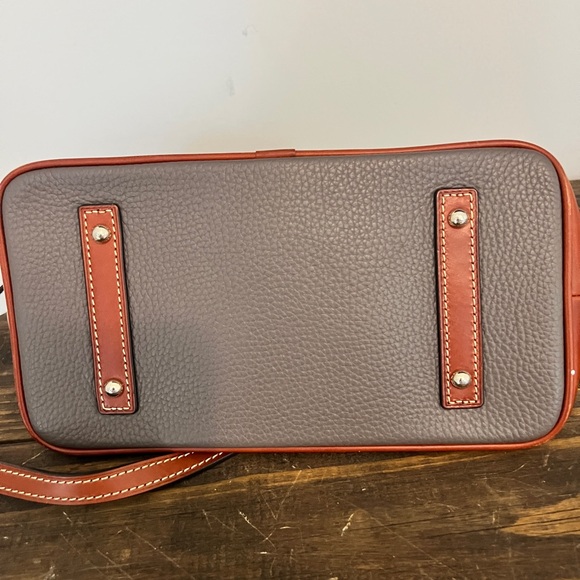 Dooney & Bourke Darcy Satchel. Elephant/Grey/Mushroom and Brown Leather Bag - Picture 2 of 11